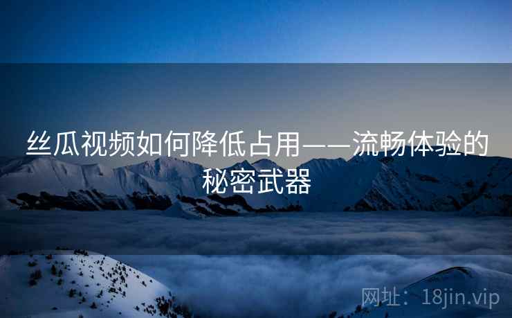 丝瓜视频如何降低占用——流畅体验的秘密武器