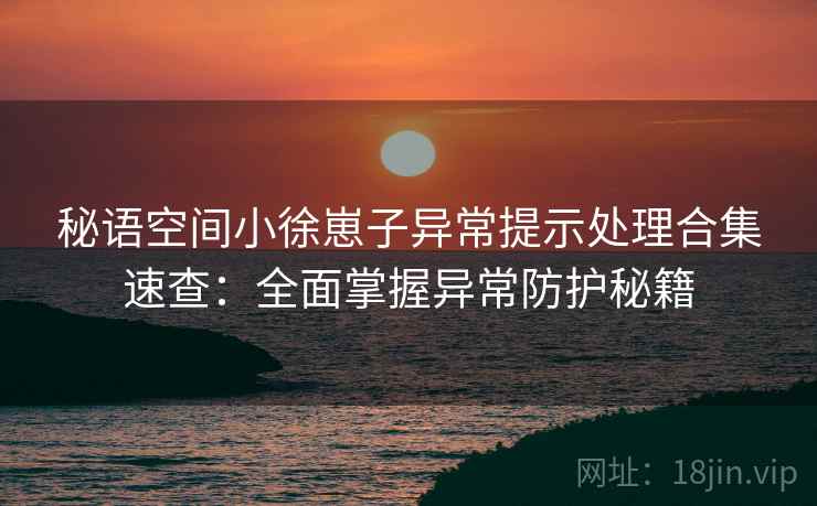 秘语空间小徐崽子异常提示处理合集速查：全面掌握异常防护秘籍